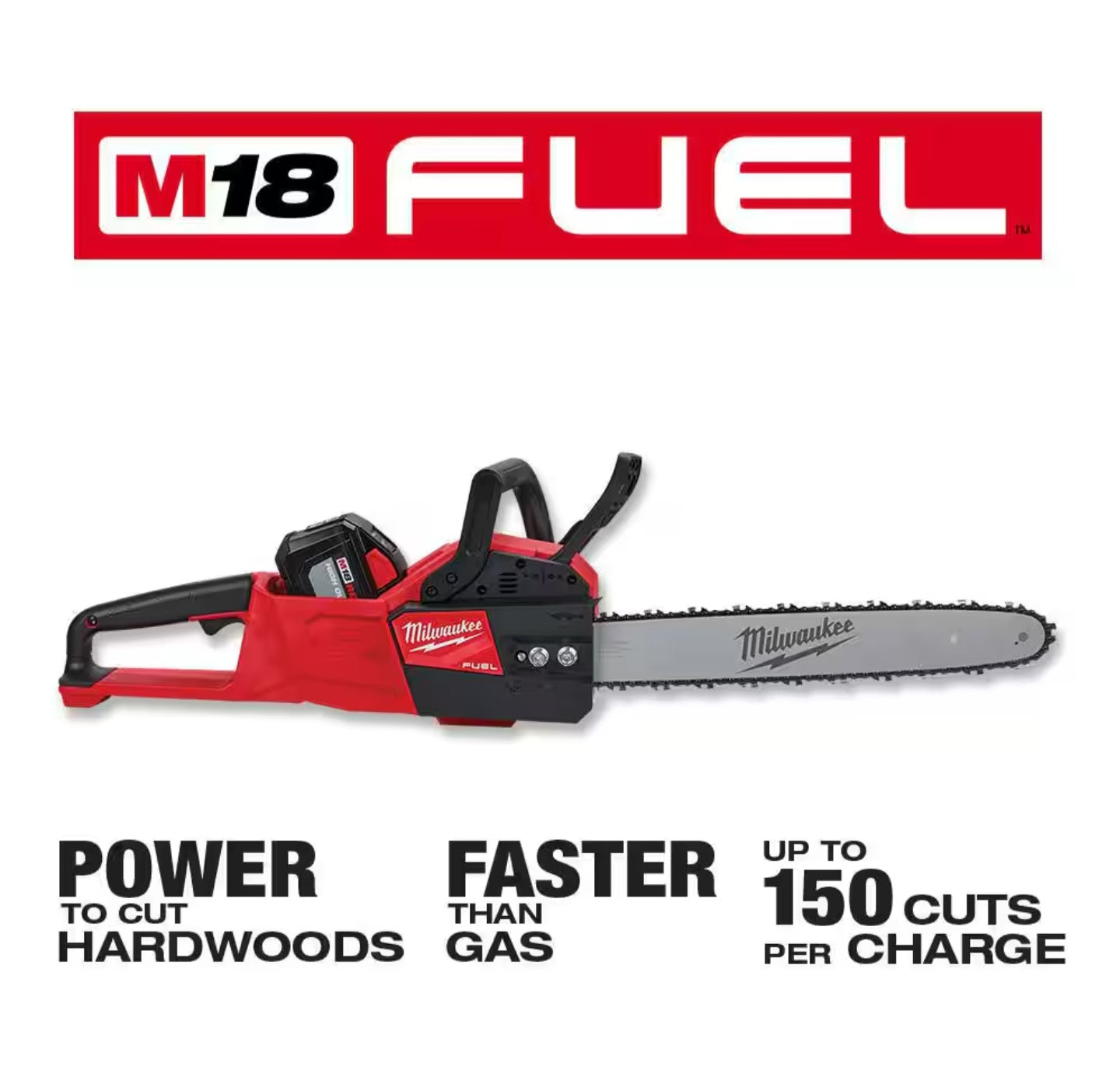 Milwaukee
M18 FUEL 16 in. 18V Lithium-Ion Brushless Battery Chainsaw Kit with 12.0 Ah Battery and M18 Rapid Charger