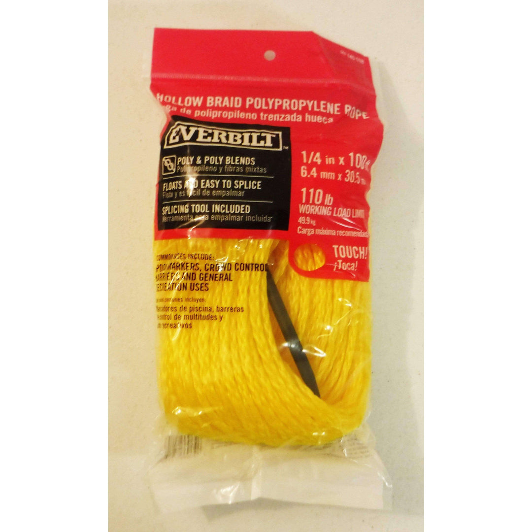 Everbilt 72756 Hollow Braid Polypropylene Rope 1/4 in x 100 ft